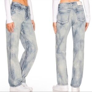 GRLFRND Y2K Blue Acid Wash Bella Low Rise Boyfriend Jeans in Marble Hill